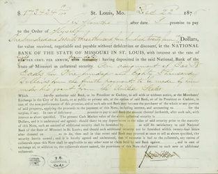 Darlehen aufgenommen von James F. How mit einem Darlehen von Eads als Sicherheit